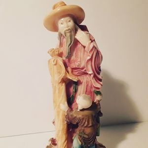 Carved Soapstone Old Wise Man & Child Asian